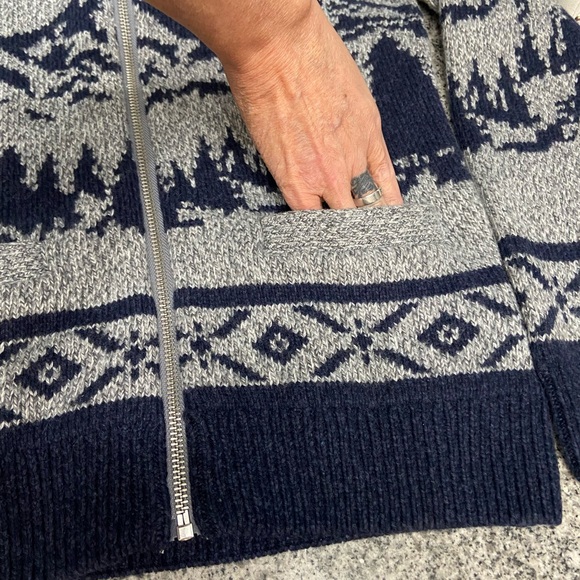 ABERCROMBIE & FITCH Mens Zip Nordic All Over Mountain Scene Sweater Wool Blend M - Picture 6 of 17